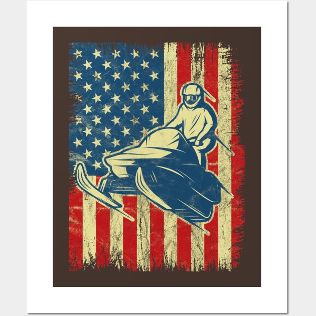 USA Flag Snowmobile Wall Art by hibahouari1@outlook.com